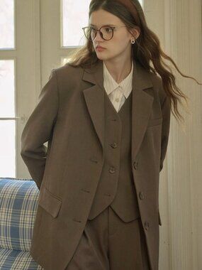 Simple Retro Ryan Classic Notched Lapel Pocket Back Slit Blazer